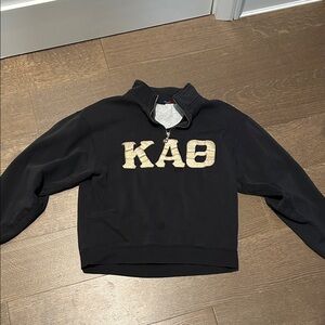 Kappa Alpha Theta Black Quarter-Zip Sweatshirt with Gold Letters